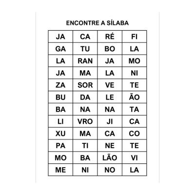 Caça-Palavras Silábico